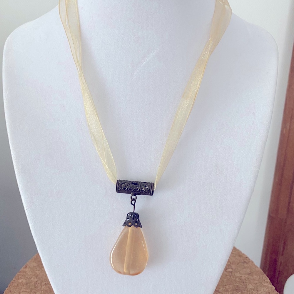 Glass Pendant on Ribbon